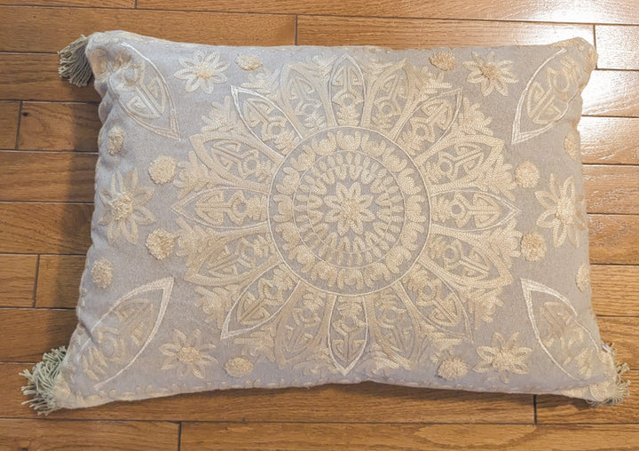 Beige Mandala Throw Pillow - Floating Lotus