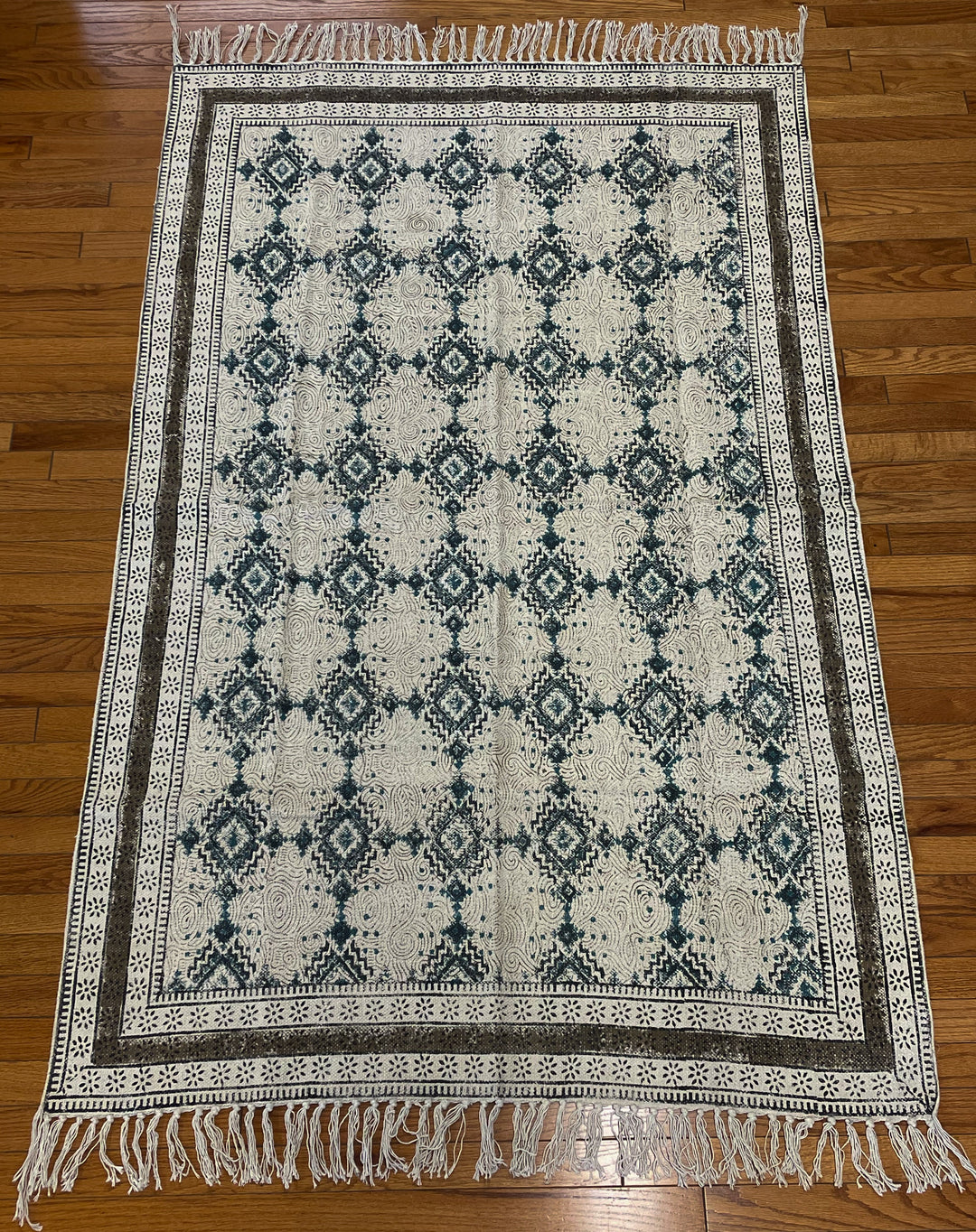 Block Print Rug - Floating Lotus