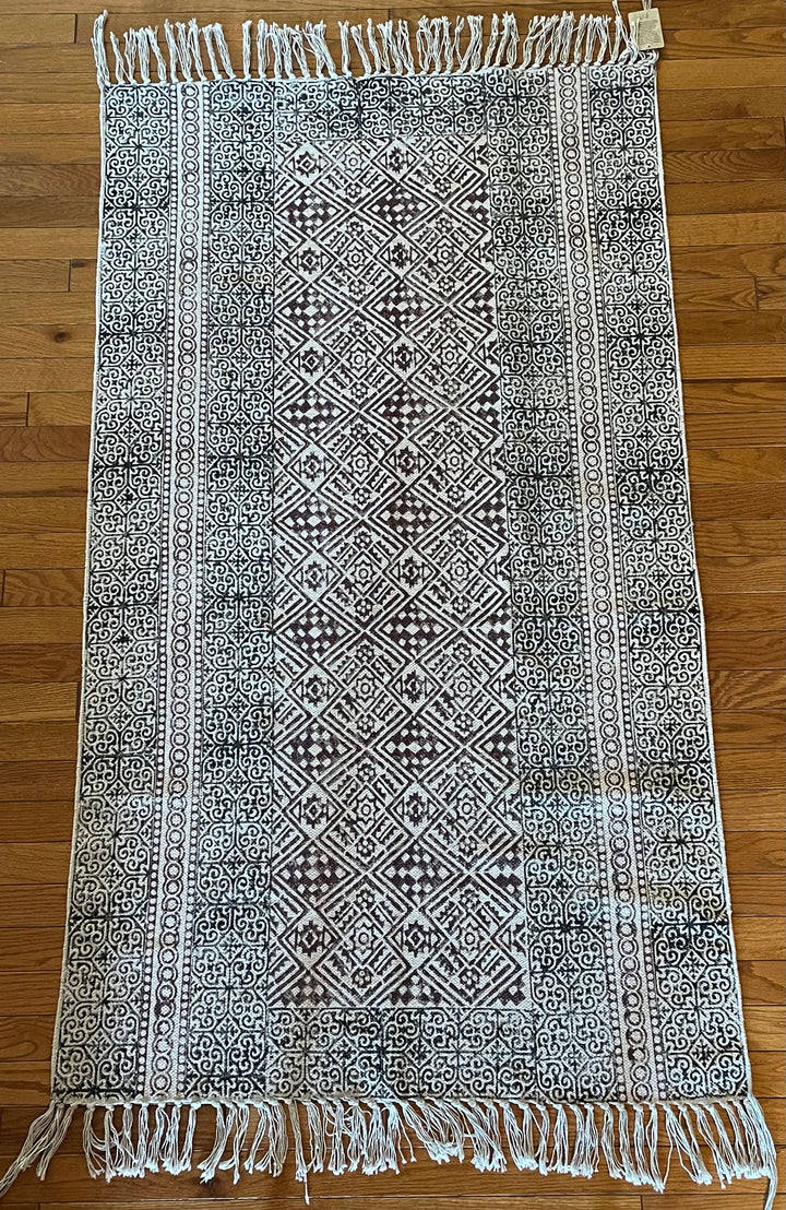 Block Print Rug - Floating Lotus