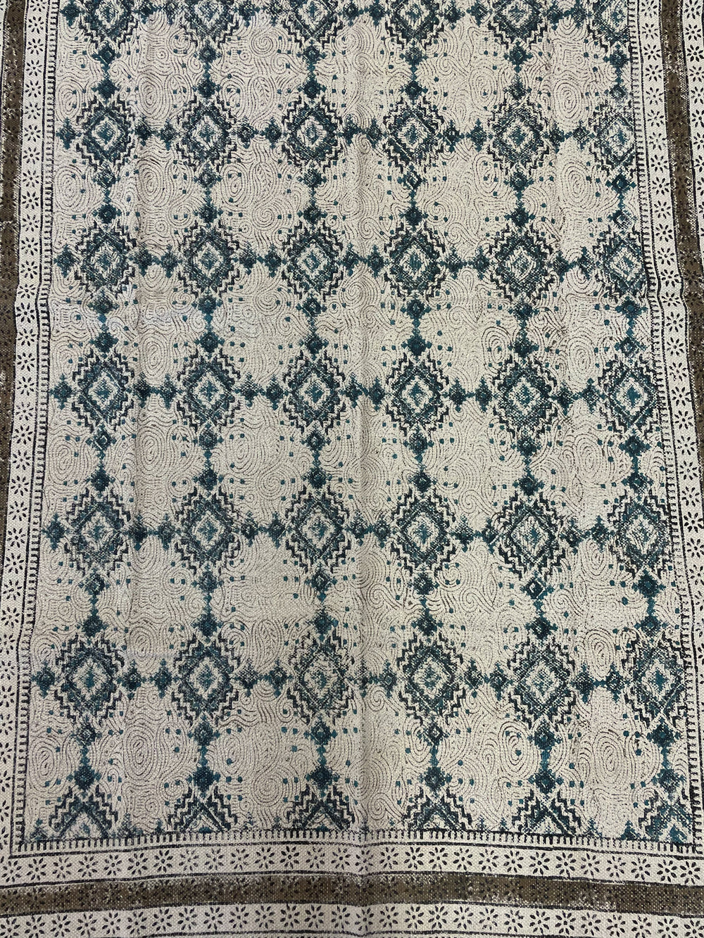 Block Print Rug - Floating Lotus