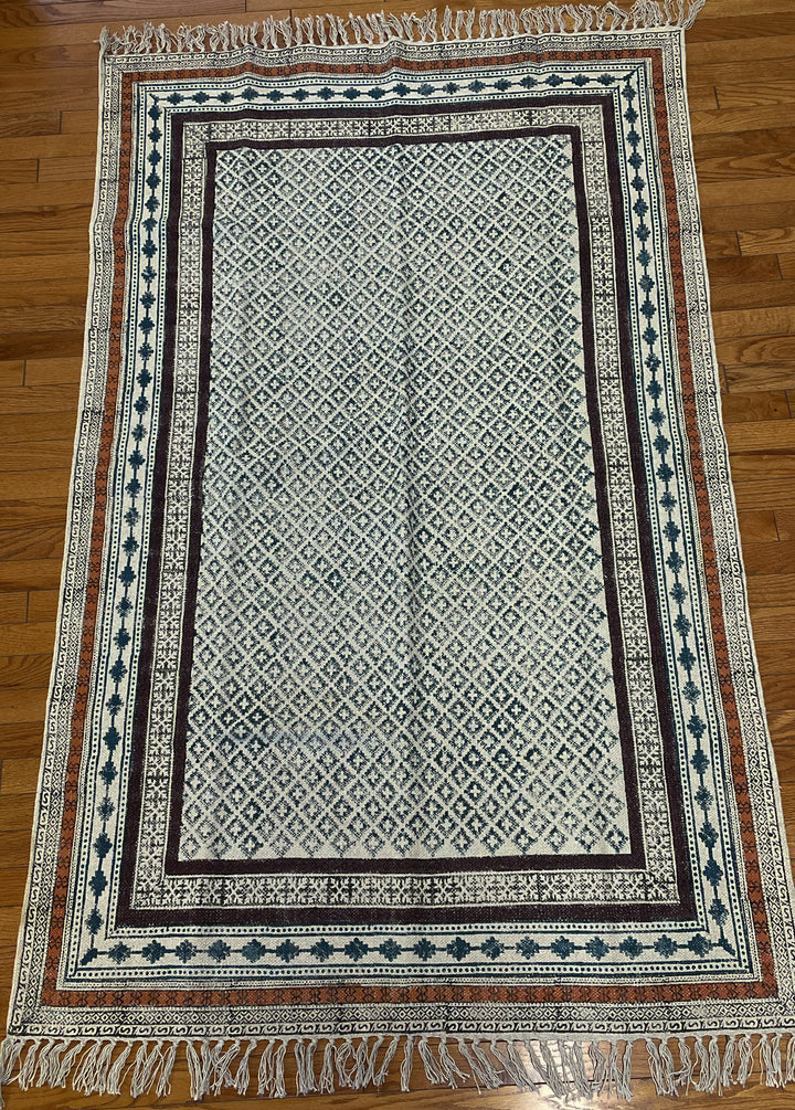 Block Print Rug - Floating Lotus