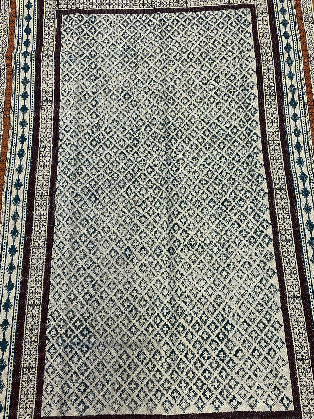 Block Print Rug - Floating Lotus