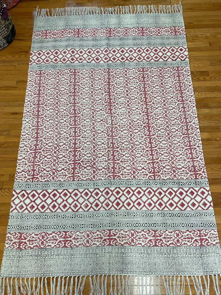 Block Print Rug - Floating Lotus