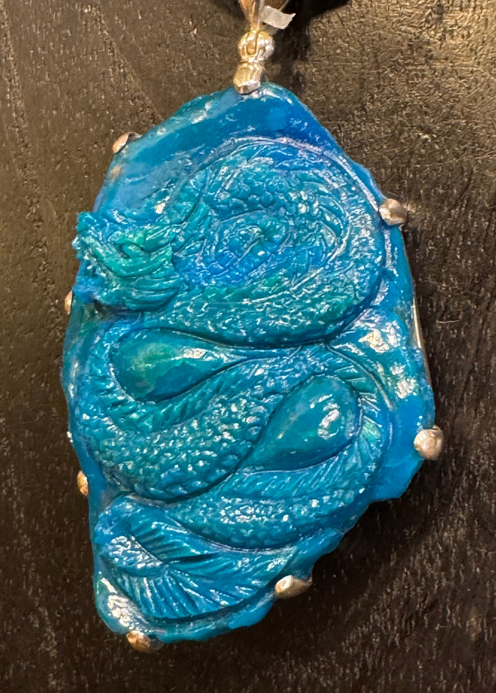 Blue Opal Dragon Pendant - Floating Lotus