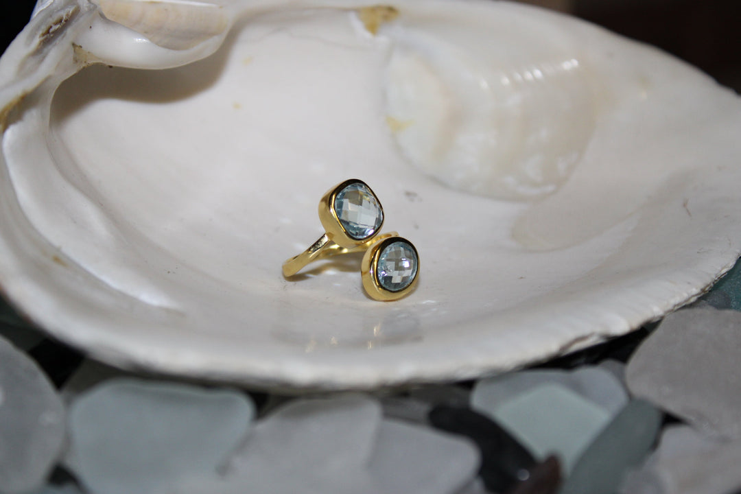 Blue Topaz Ring - Floating Lotus