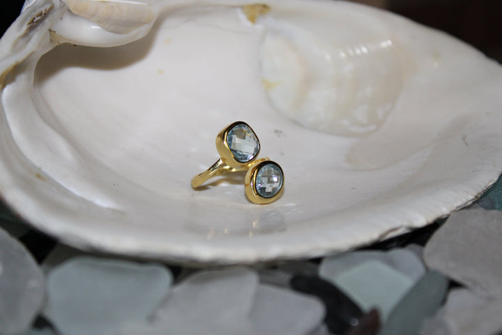 Blue Topaz Ring - Floating Lotus