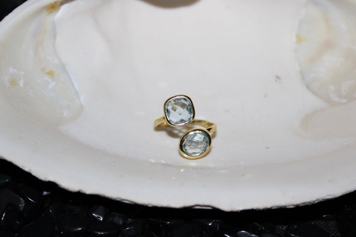 Blue Topaz Ring - Floating Lotus