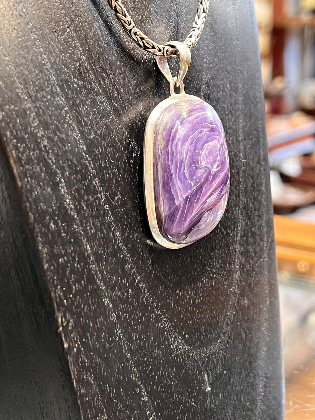 Charoite Pendant - Floating Lotus