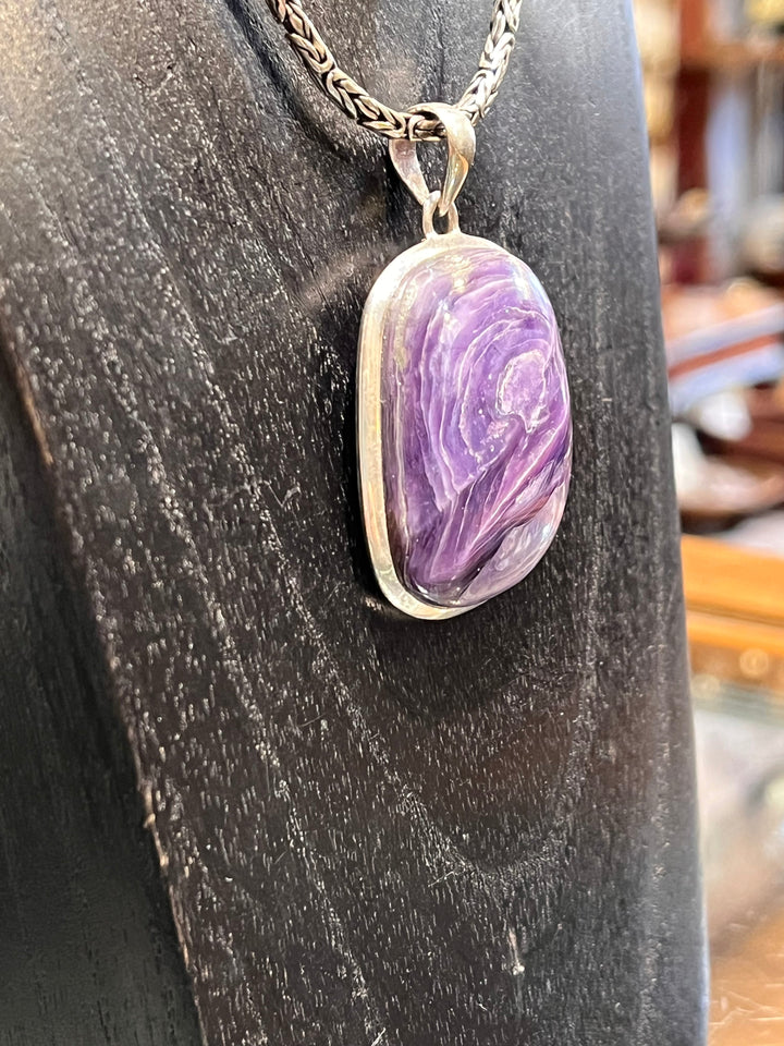 Charoite Pendant - Floating Lotus