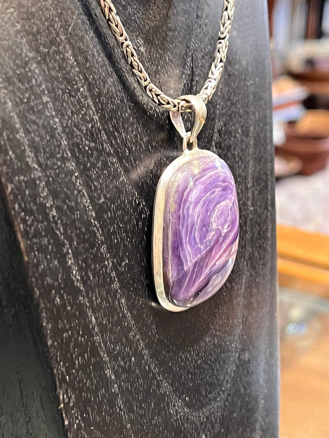 Charoite Pendant - Floating Lotus