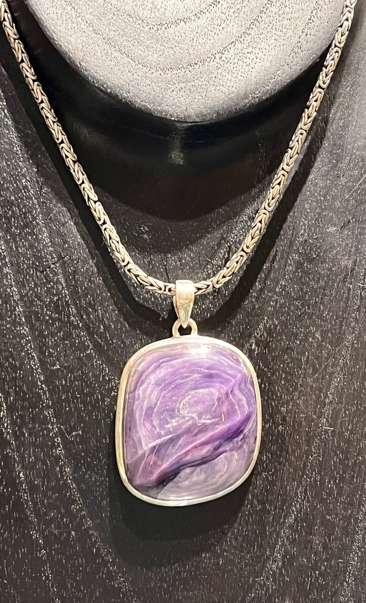 Charoite Pendant - Floating Lotus