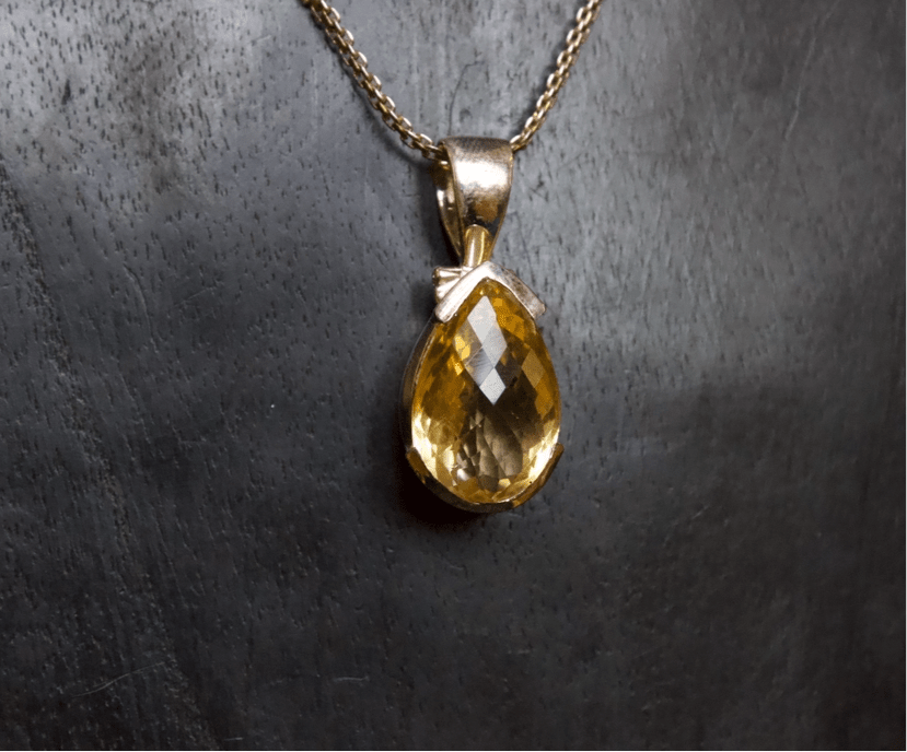 Citrine Pendant - Floating Lotus