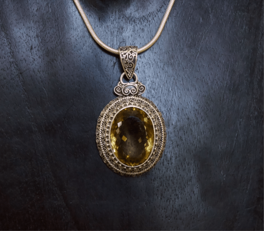 Citrine Pendant - Floating Lotus