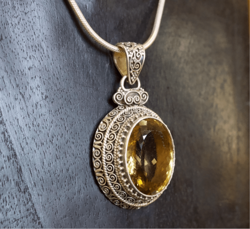 Citrine Pendant - Floating Lotus