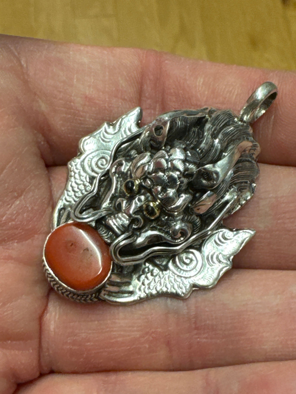 Dragon’s Treasure Coral Pendant - Floating Lotus