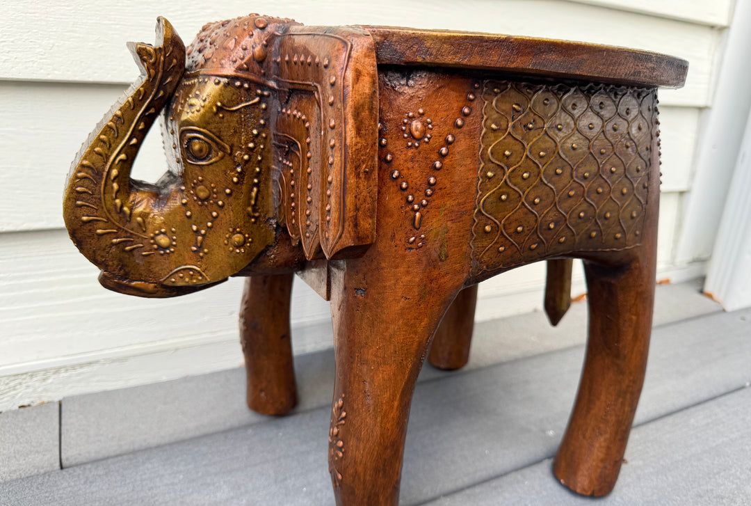 Elephant Stool - Brass and Copper - Floating Lotus