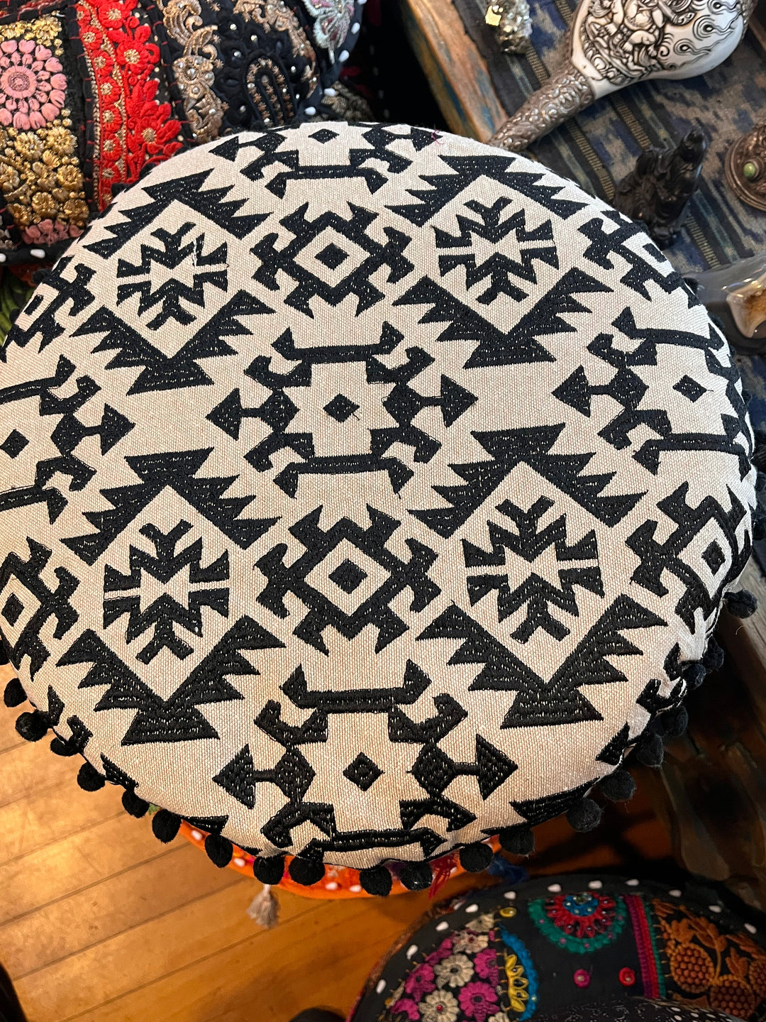 Embroidered Meditation Cushion - Floating Lotus