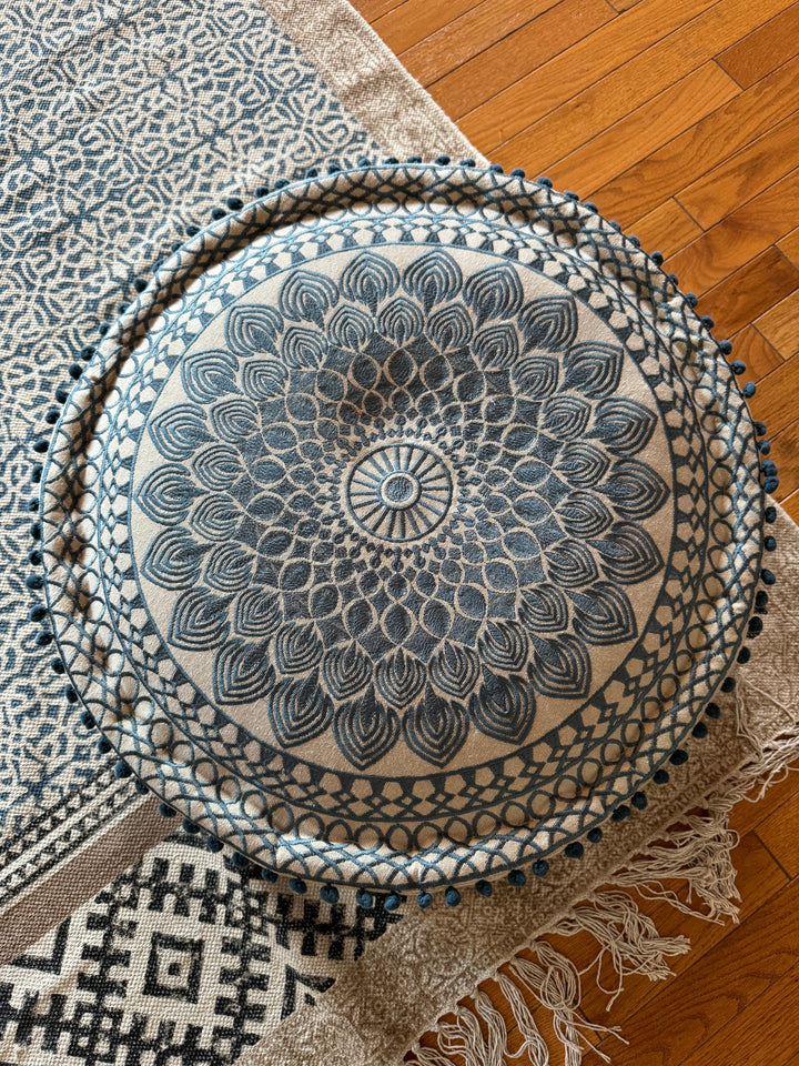 Embroidered Pouf - Floating Lotus