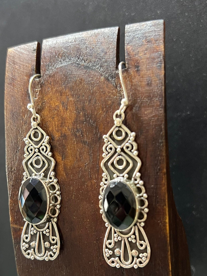 Faceted Onyx Earrings