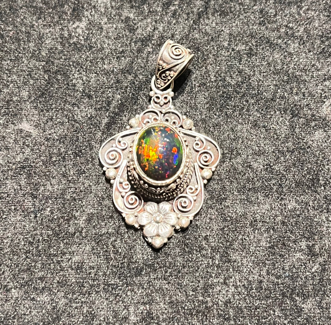 Fire Opal Pendent - Floating Lotus