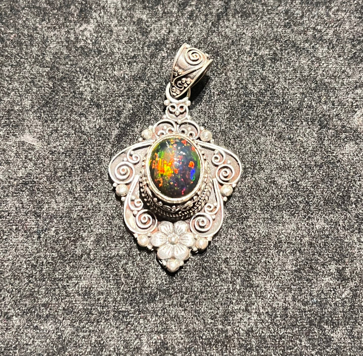 Fire Opal Pendent - Floating Lotus