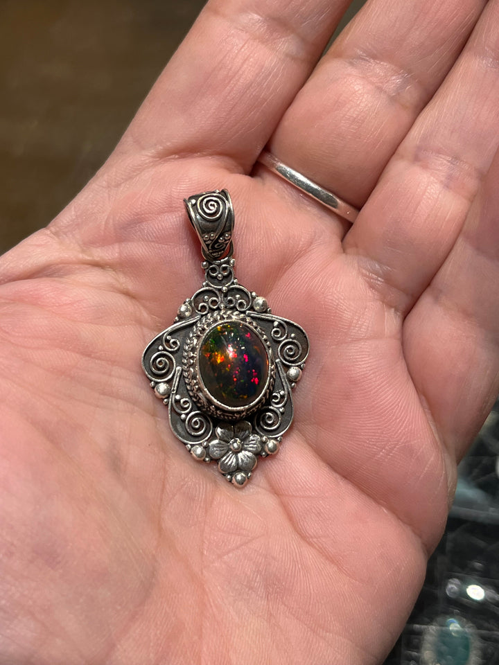 Fire Opal Pendent - Floating Lotus