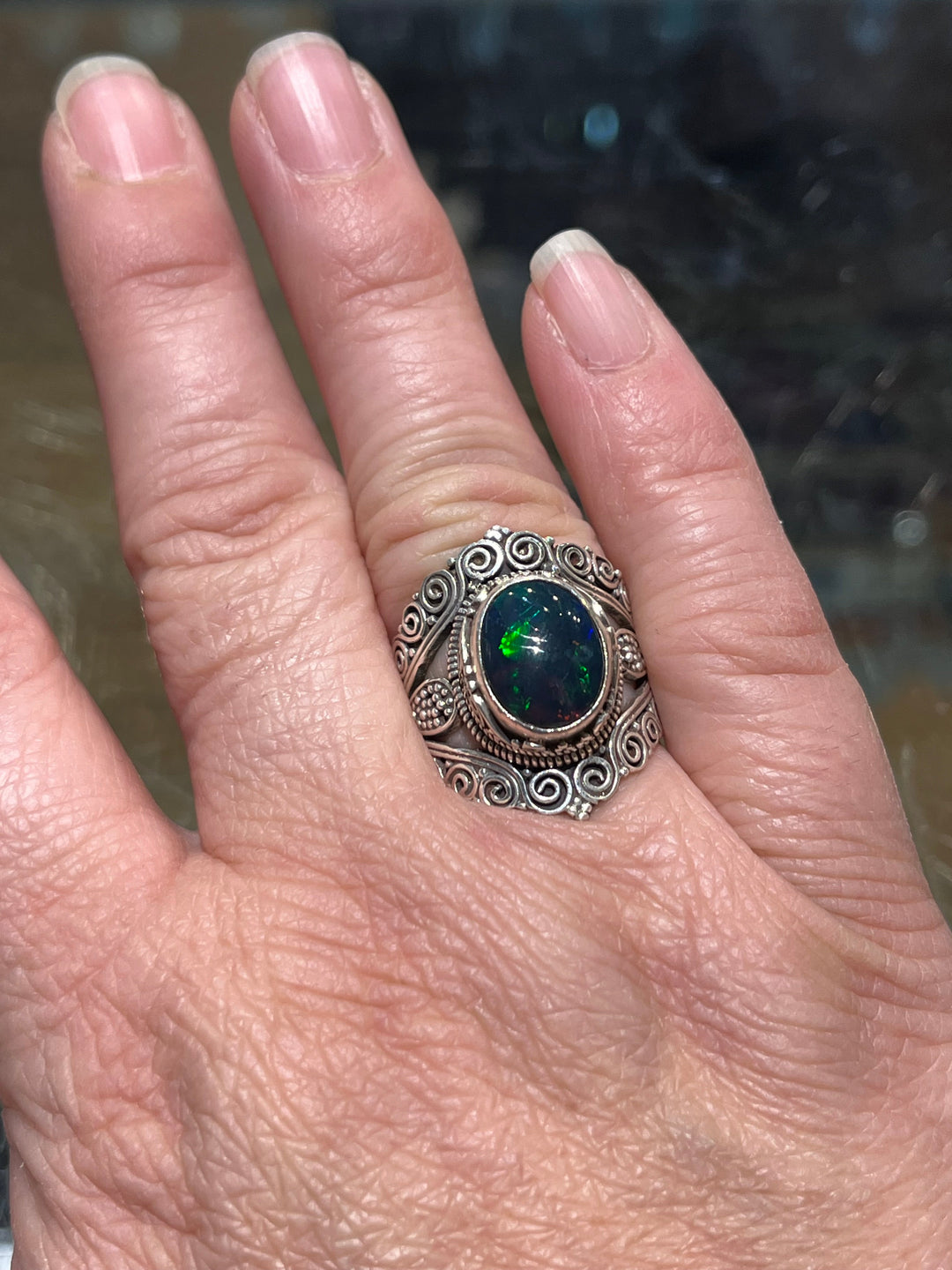 Fire Opal Ring - Floating Lotus