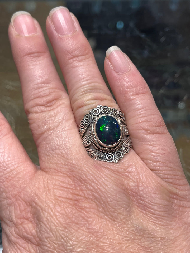 Fire Opal Ring - Floating Lotus