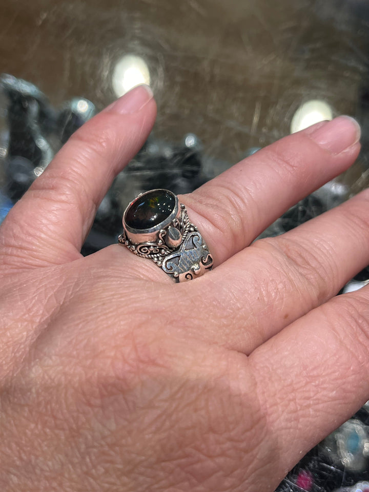 Fire Opal Ring - Floating Lotus