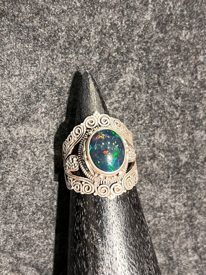 Fire Opal Ring - Floating Lotus