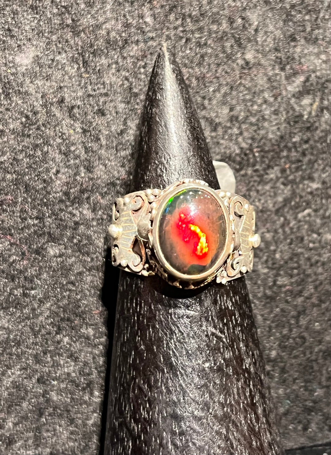 Fire Opal Ring - Floating Lotus