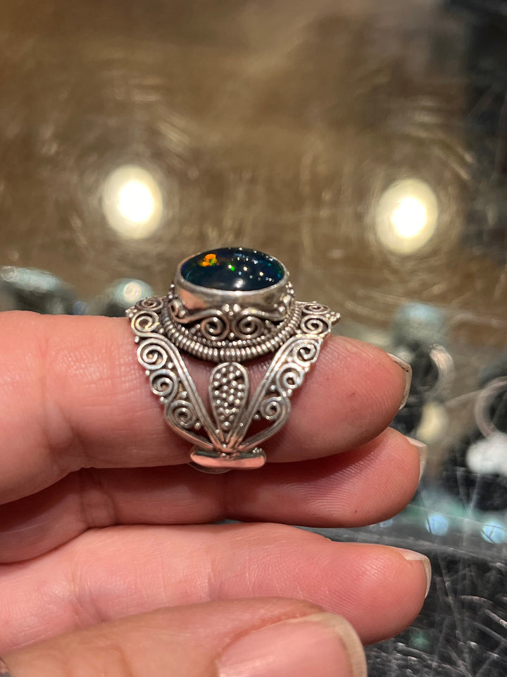 Fire Opal Ring - Floating Lotus