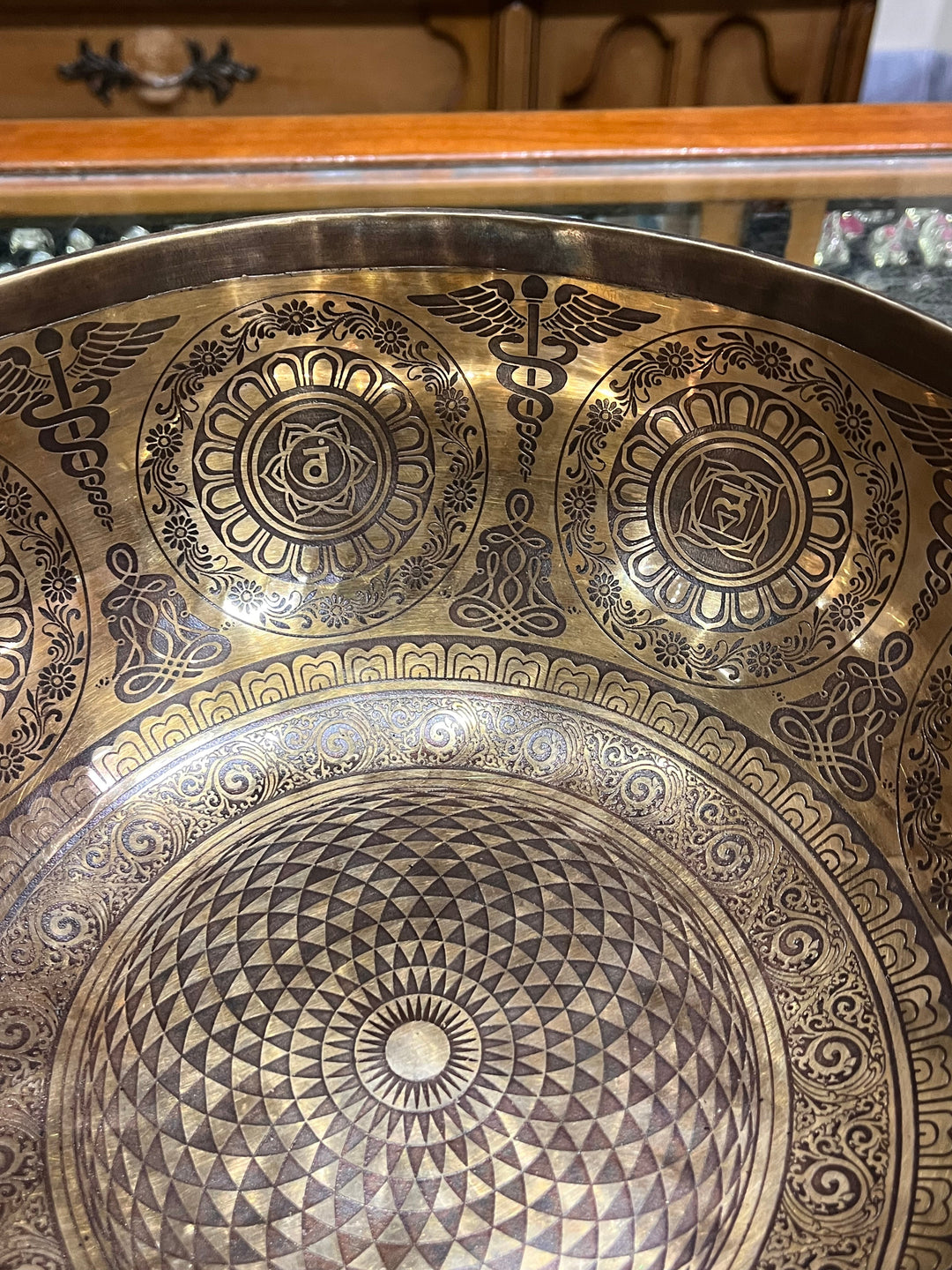 Flower of Life Moon Phase Sacral Chakra Singing Bowl - Floating Lotus