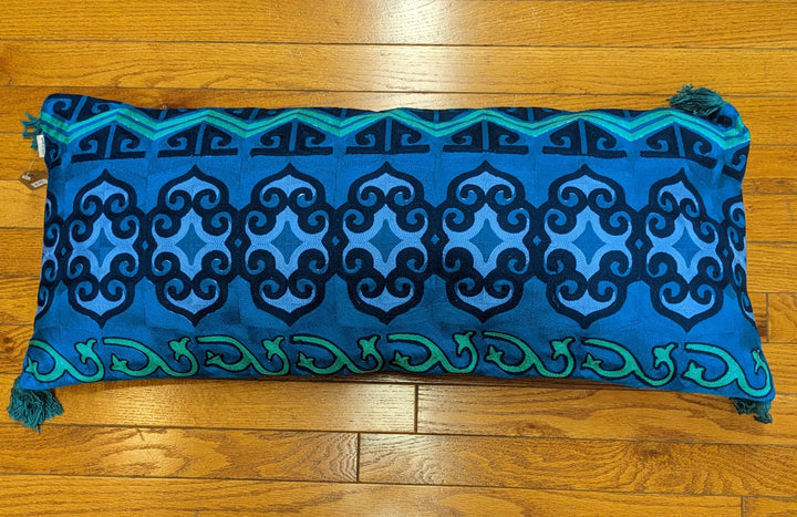 Hand Embroidered Bolster Pillow - Floating Lotus
