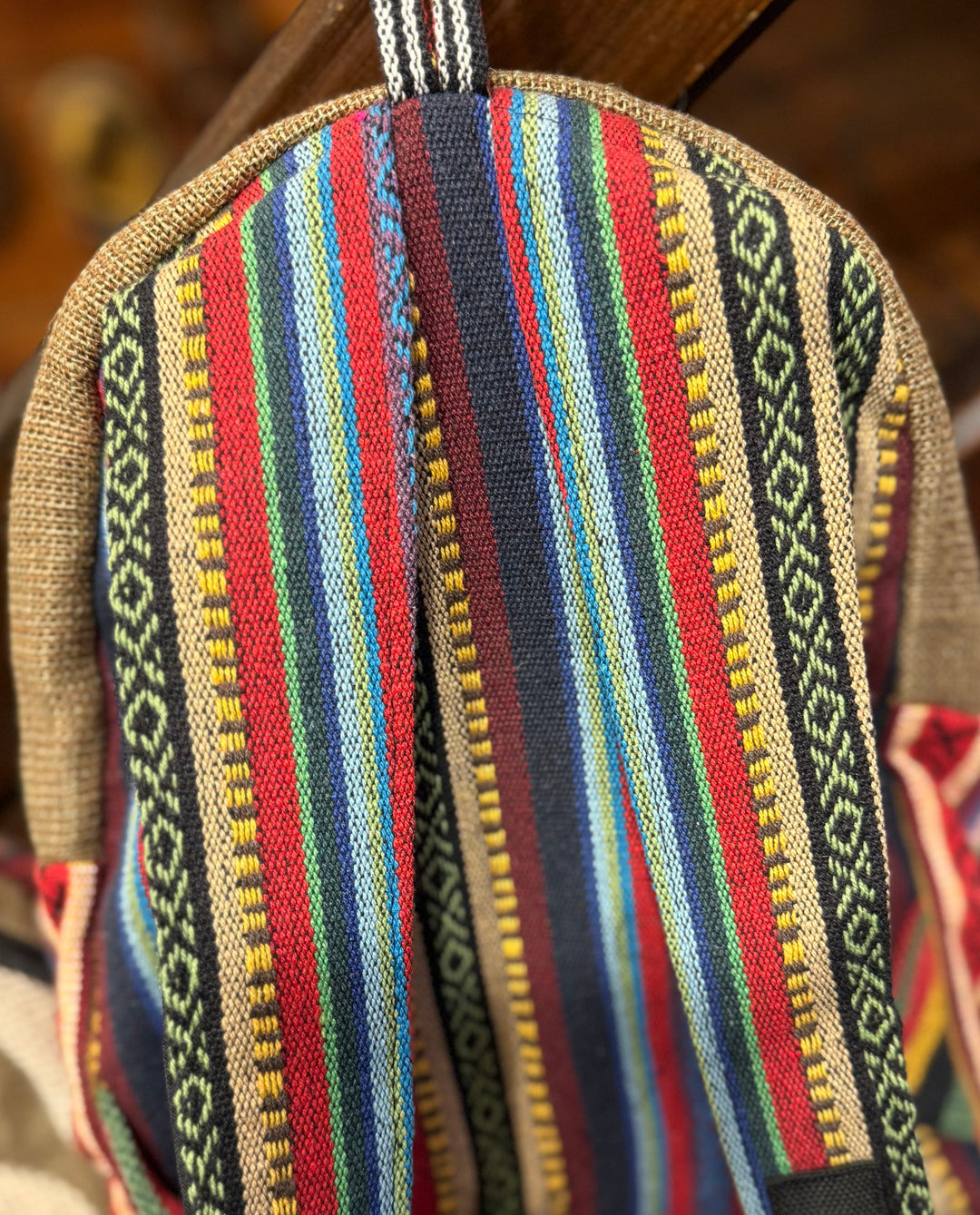 Hemp and Woven Cotton Backpack - Floating Lotus