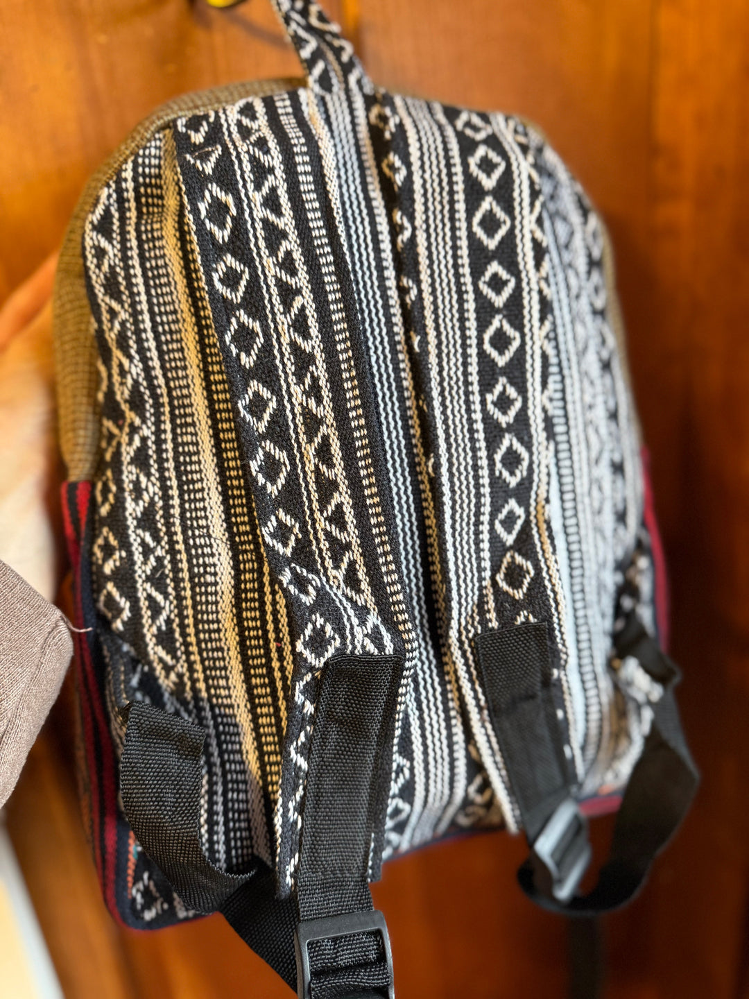 Hemp and Woven Cotton Backpack - Floating Lotus