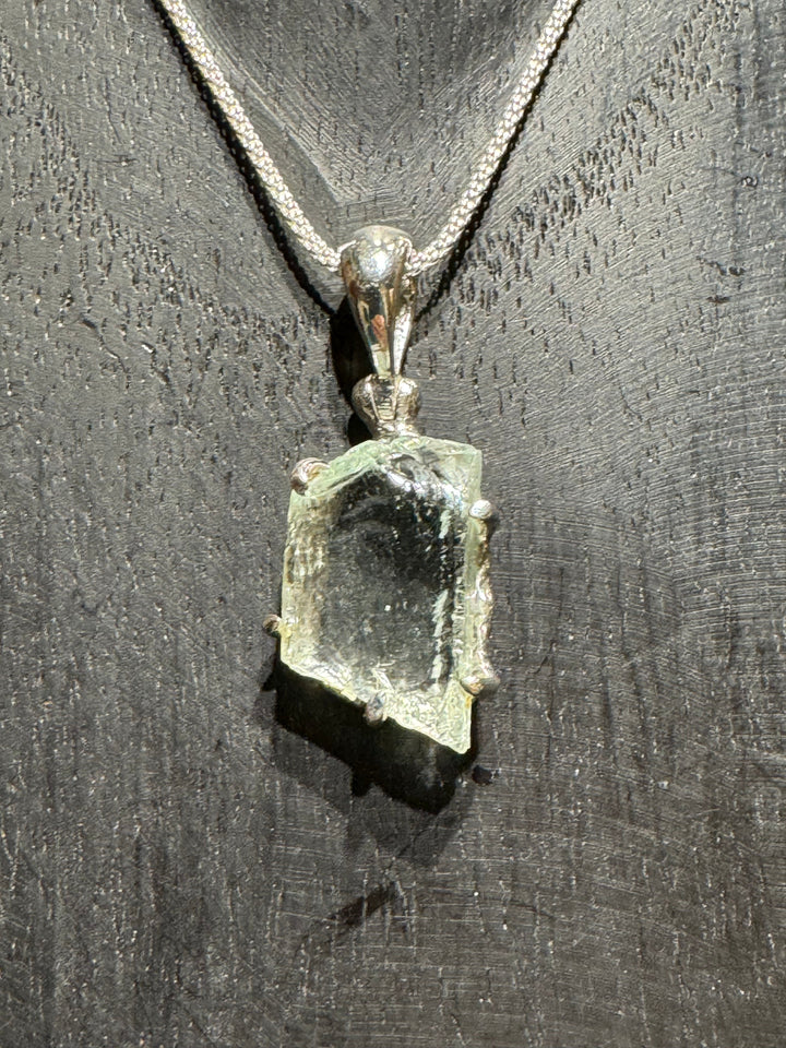 Hiddenite Knowledge Crystal Pendant - Floating Lotus