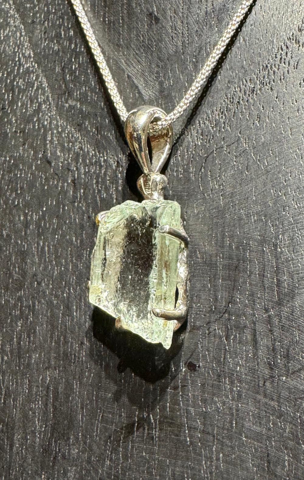 Hiddenite Knowledge Crystal Pendant - Floating Lotus