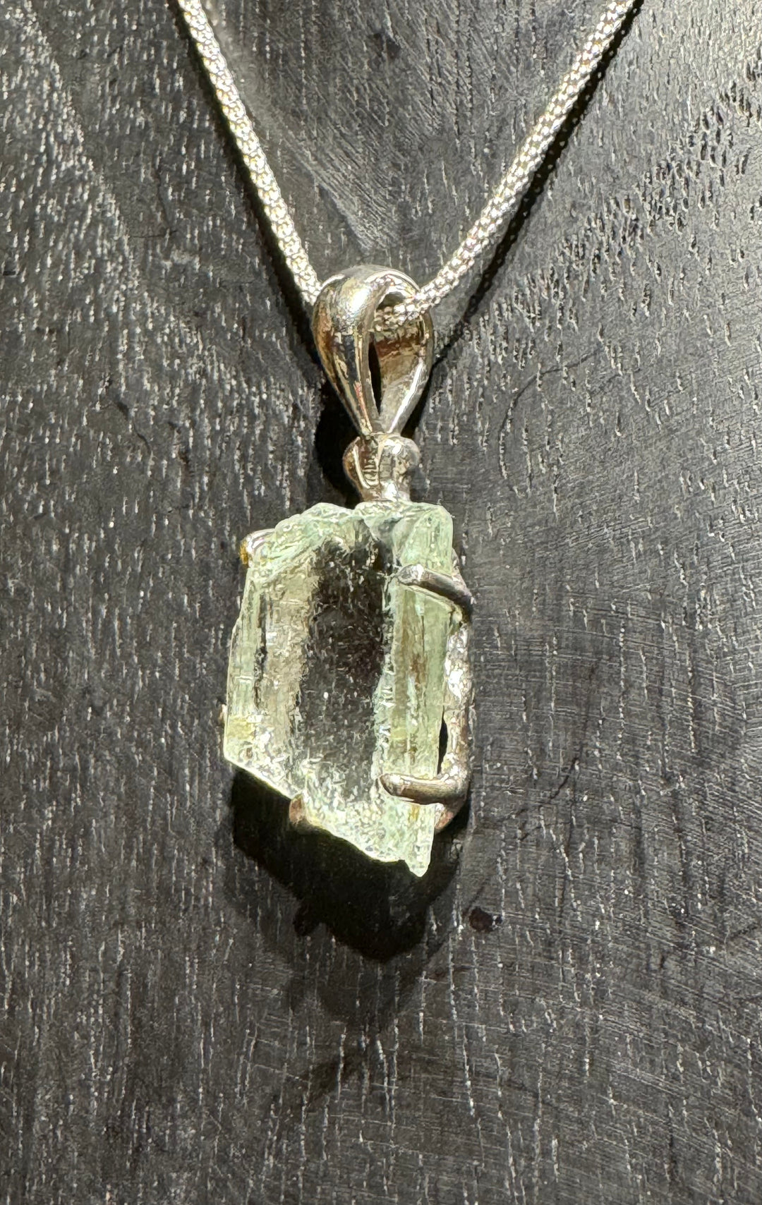 Hiddenite Knowledge Crystal Pendant - Floating Lotus
