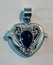 Onyx Heart Locket Pendant
