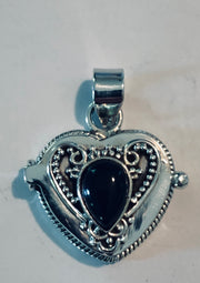 Onyx Heart Locket Pendant