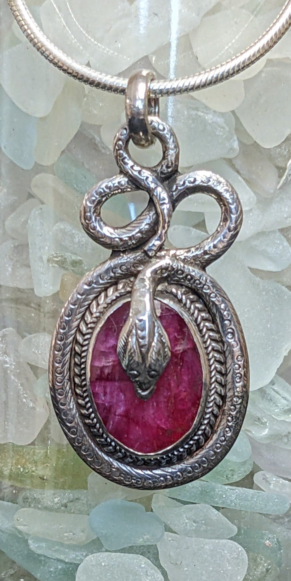 Intriguing Ruby Pendant - Floating Lotus