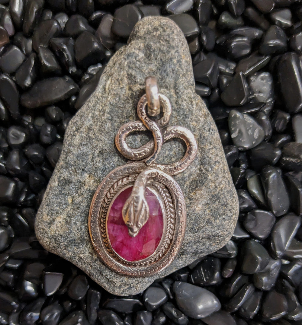 Intriguing Ruby Pendant - Floating Lotus