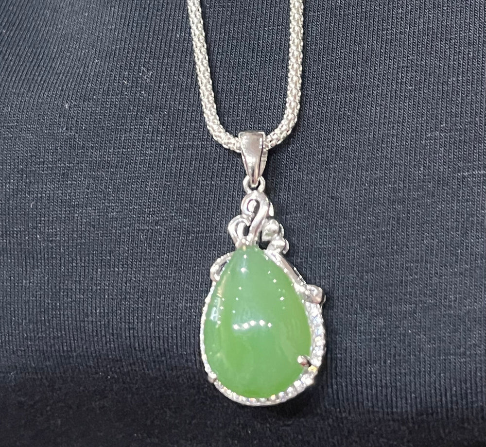 Lacey Silver Jade Pendant - Floating Lotus