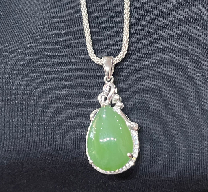 Lacey Silver Jade Pendant - Floating Lotus