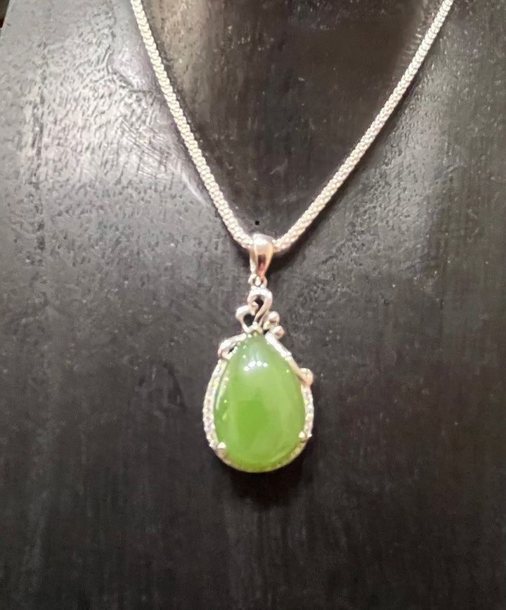 Lacey Silver Jade Pendant - Floating Lotus