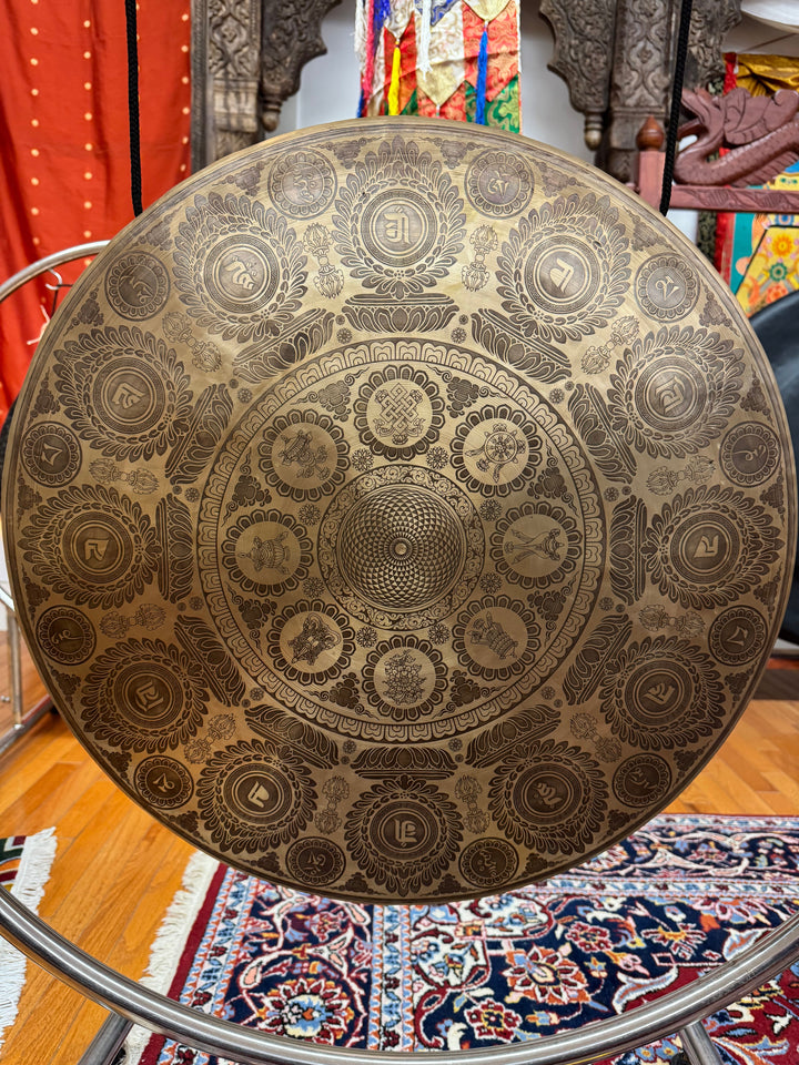 Large Flower of Life Mandala Gong - Floating Lotus
