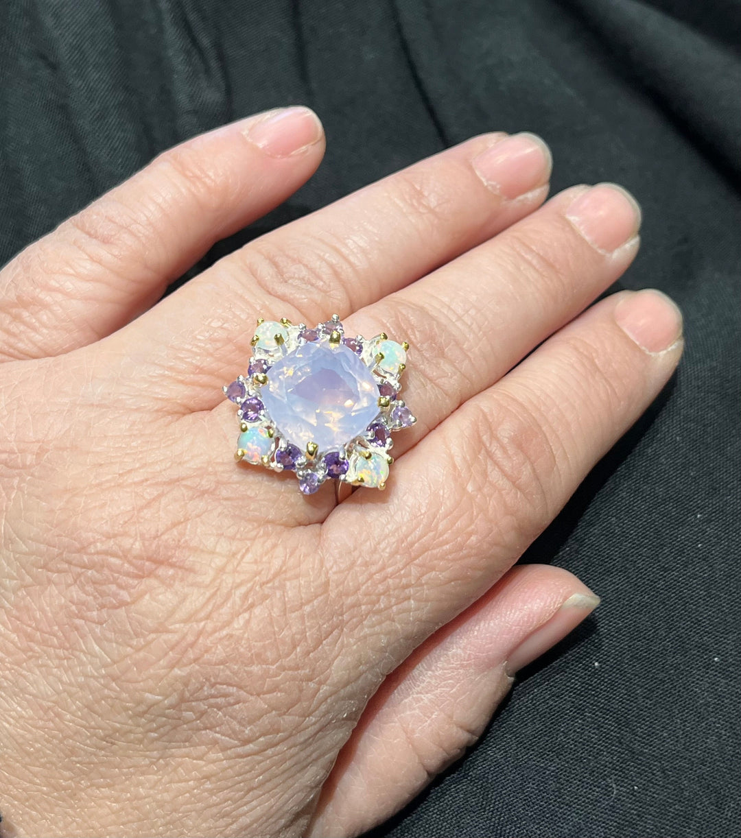 Lavender Amethyst Ring - Floating Lotus