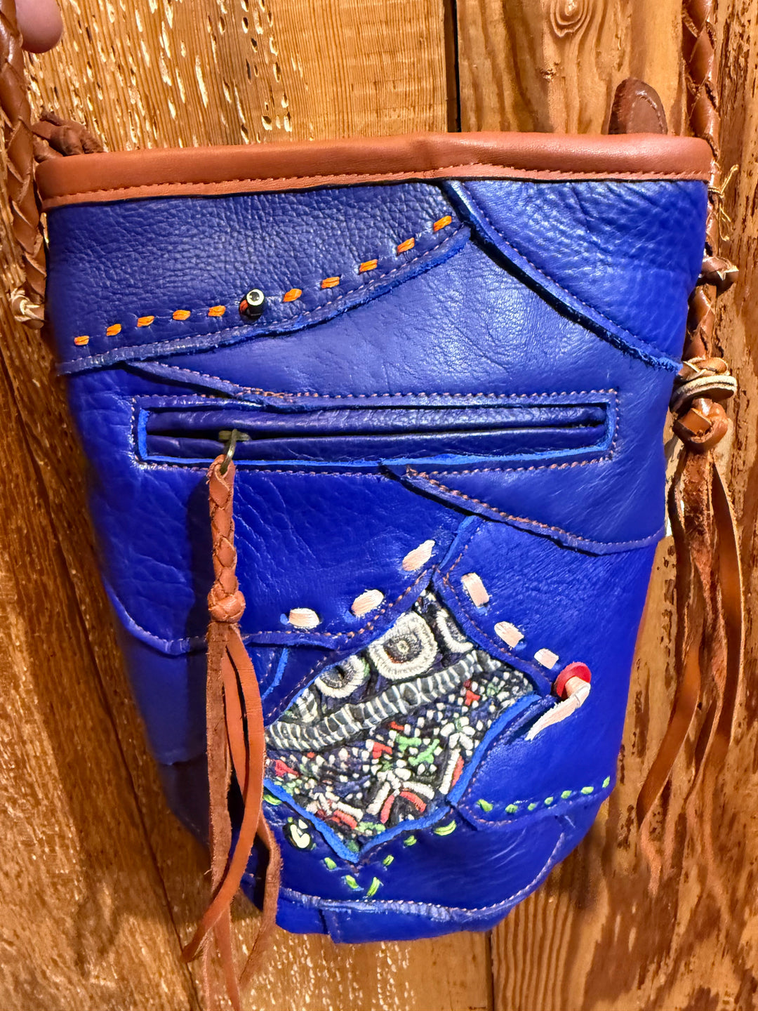 Leather Antique Textile Purse - Floating Lotus