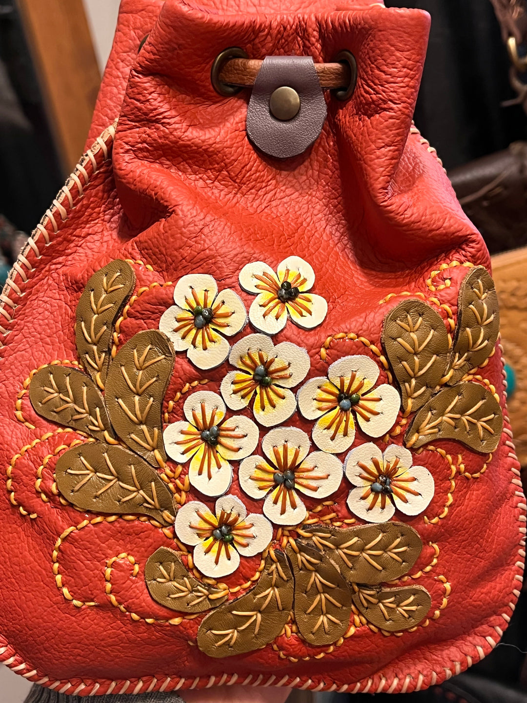 Leather Flower Day Purse